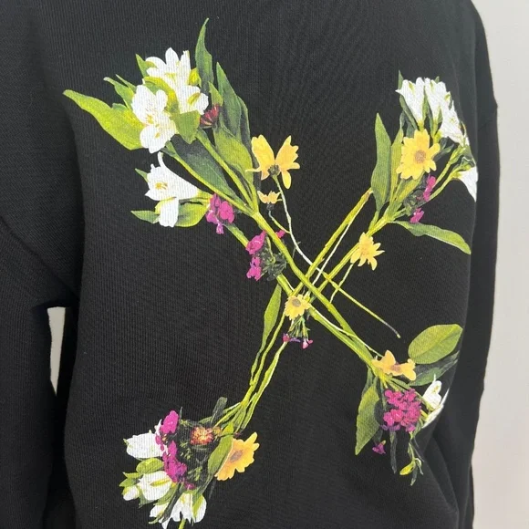 Off White Flock Arrow Black Crew Neck Sweater Sweatshirt S - Picture 6 of 12